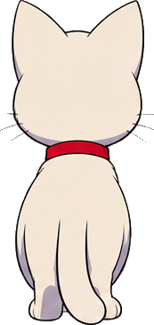 The Mewlang cat, walking off with its tail up