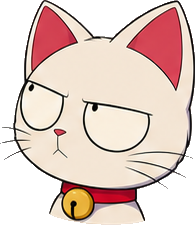 The Mewlang cat, giving an annoyed side-eye from above