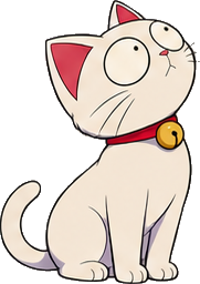 The Mewlang cat, looking up curiously