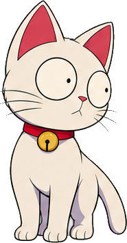 The Mewlang cat, in a curious quarter-profile pose