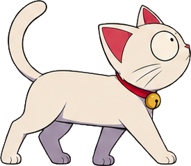 The Mewlang cat, walking off to start the first course